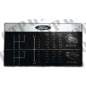 Decal Ford 2000 - 6600&#039;s Gear Change Chart - 41504