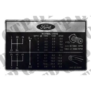 Decal Ford 2000 - 6600&#039;s Gear Change Chart - 41505