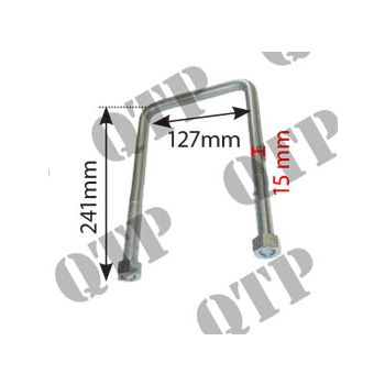 U Bolt for Stabiliser Fixing Bar Ford 2910 & - 9 1/2" x 5" - 241 x 127mm, 15mm Thick - 41512