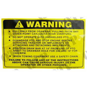 Warning Decal TW10 TW20 TW30 - 42096