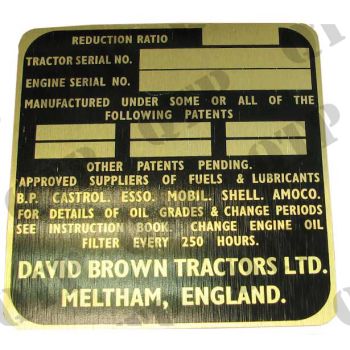 Tractor Badge David Brown 990 White - Gold - 52759