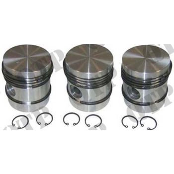 Massey Ferguson Piston Kit 35 35x c/o CHROME Rings - SET 3 - 61672
