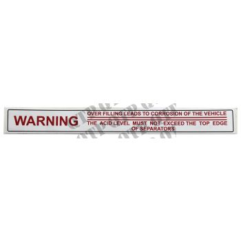 Massey Ferguson Decal 100 Battery Warning Ref Overfill - 62222