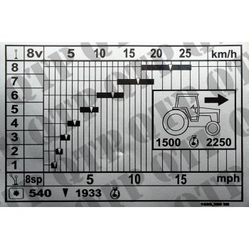 Massey Ferguson Decal 550 Speed Chart - 62227