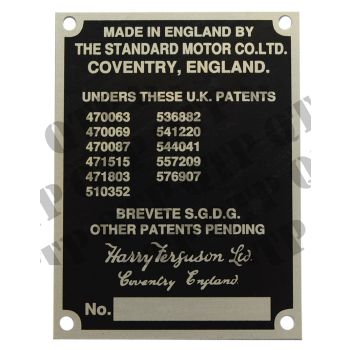 Massey Ferguson Tractor Badge Ferguson Patent Pending - 62456