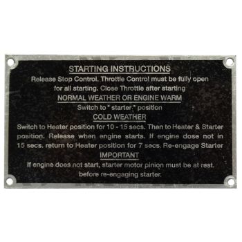 Massey Ferguson Tractor Badge - Starting Instructions 35 - 62459