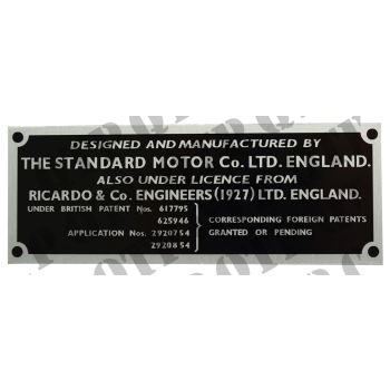 Tractor Badge 20 D - I.D. Plate - Ricardo - 62503